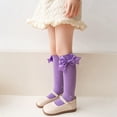 thumbnail image 2 of Rggeeun Baby Socks Ribbed Knee High Socks with Bow Boys Girls Cozy Cotton Socks Fall Winter Outdoor Play Simple,Purple,One Size, 2 of 5