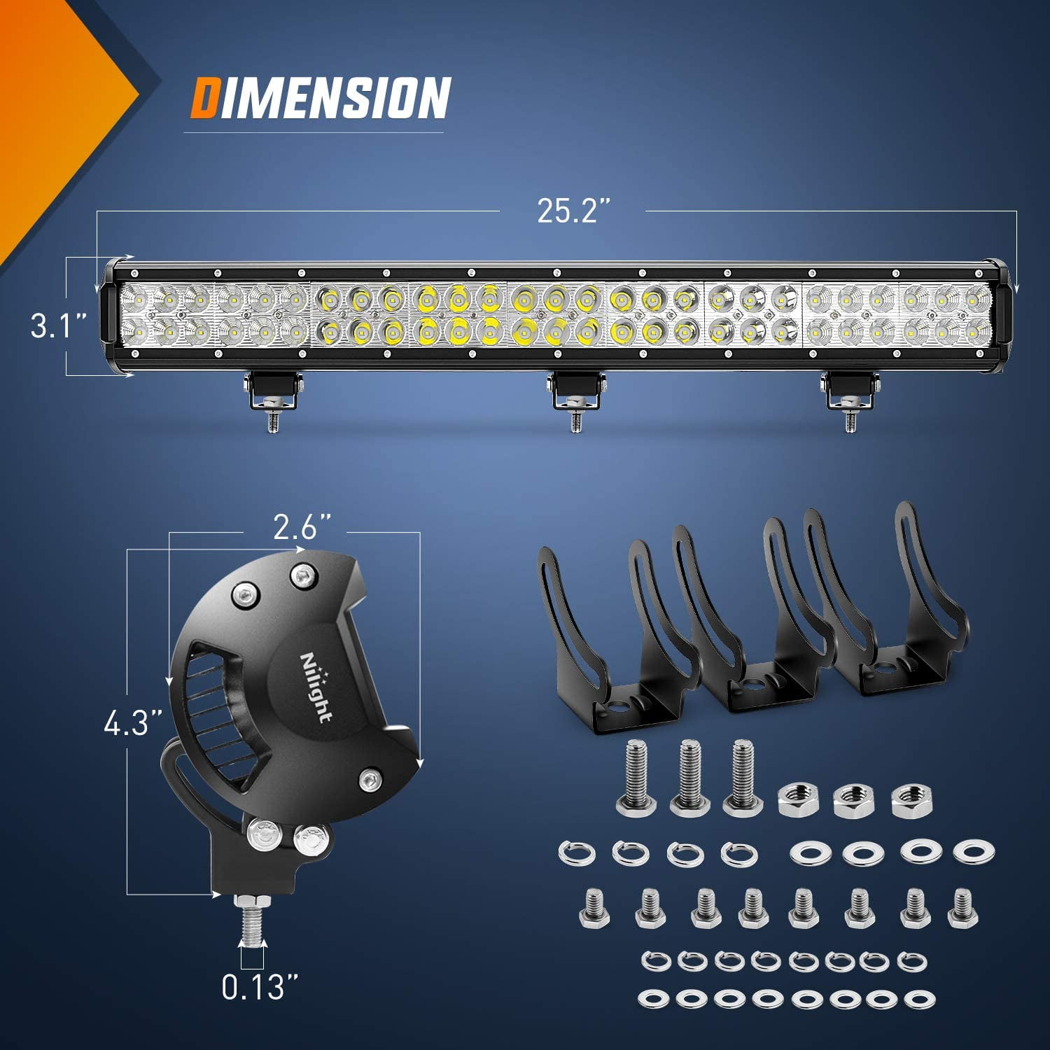 Nilight LED Light Bar 25" 162W Spot Flood Combo Off Road 12V 5Pin Rocker Switch Wiring Harness Kit