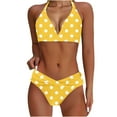 thumbnail image 3 of Enjoytime Women's High Waisted Bikini Sets Sporty Two Piece Swimsuits Polka Dot Printed High Cut Bathing Suits Tummy Control Swimsuits for Women, 3 of 6