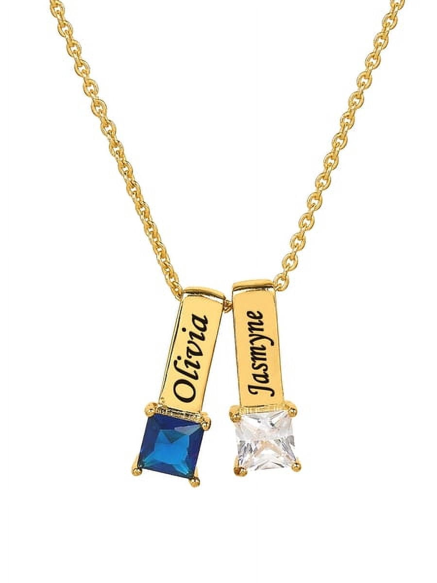 Personalized Family Charm Pendant with Up to 6 Square-Shaped Birthstones