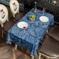 thumbnail image 4 of Blue Pioneer Flower and Paisley Pattern Rectangle Tablecloth 60"x102",Waterproof Polyester Rectangle Table Cloth, Wipeable Spillproof Polyester Tablecloth for Dining, Camping, Indoor and Outdoor, 4 of 6
