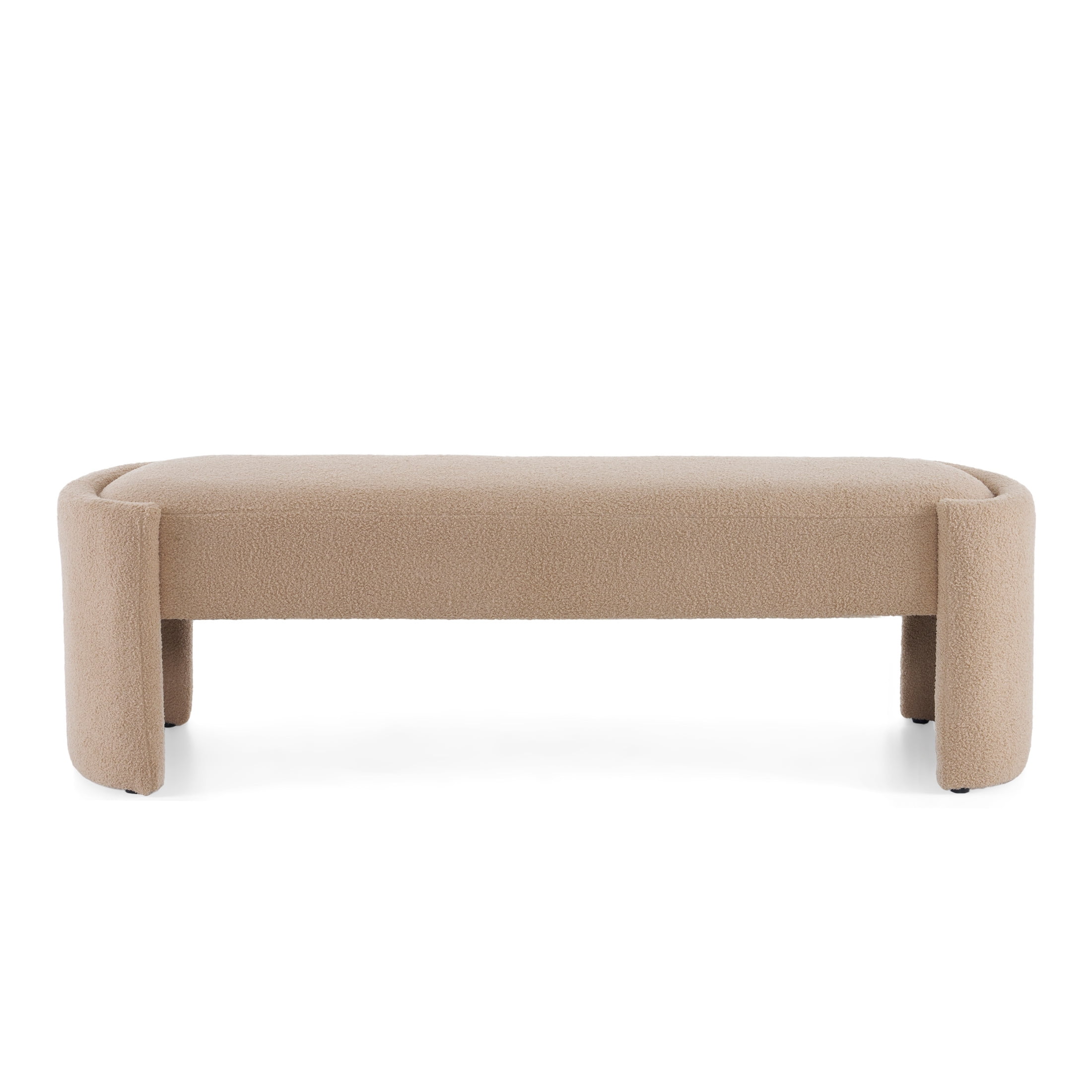 Christopher Knight Home Generic Modern Long Ottoman with Wooden Frame and Polyester Upholstery, Light Camel