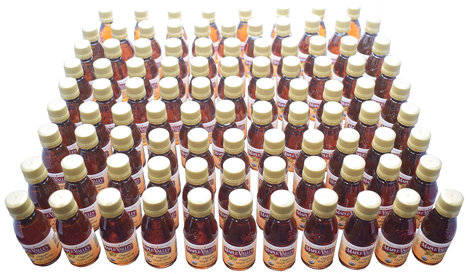 Maple Valley Organic Maple Syrup Grade A Amber & Rich 1 oz Glass Nips x 96 Case ~ Wedding Favors Party Favors Stocking Stuffers Travel Size Gifts