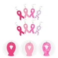 thumbnail image 2 of pares de pendientes colgantes elegantes de cuero para mujer con concienciación sobre el cáncer de mama., 2 of 6