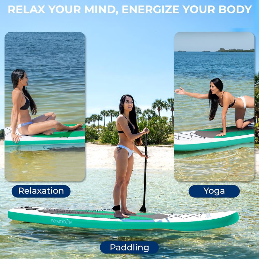 Free-Flow Welded Inflatable Stand-Up Paddle-Board with Double-Action Hand Pump, 3-Shaft Aluminum Paddle