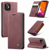 Dteck Case for Apple iPhone 12 Mini, Retro Style Wallet Phone Case Stand Credit Card Slot Premium Protective PU Leather Flip Magnetic Case Cover, Winered