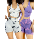 thumbnail image 1 of Set De Dos Conjunto Deportivo Casual Mujer Short y Blusa Stretch Tye-Dye Comodidad y Estilo, 1 of 5