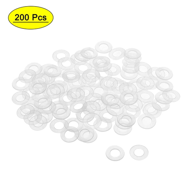 Arandelas planas de nylon de 16mm de diámetro exterior y 0.9mm de grosor para tornillo M8, 200 unidades