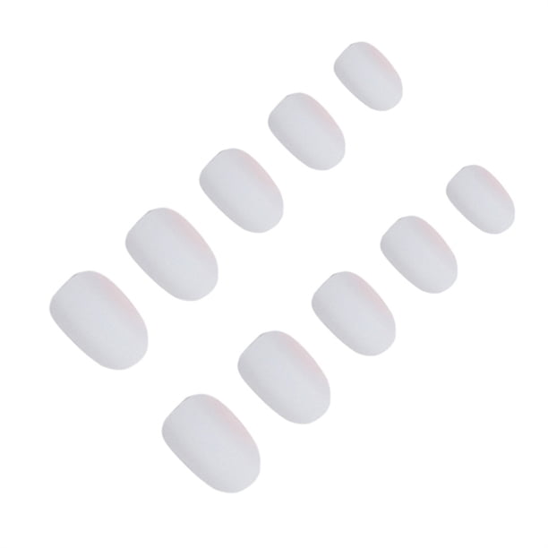 Qarigey 24 piezas de prensa mate de cabeza redonda pequeña en las uñas DIY uñas acrílicas artificiales Juegos de manicura 21blanco