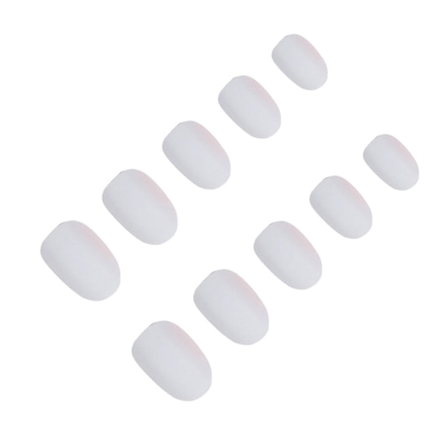 Qarigey 24 piezas de prensa mate de cabeza redonda pequeña en las uñas DIY uñas acrílicas artificiales Juegos de manicura 21blanco