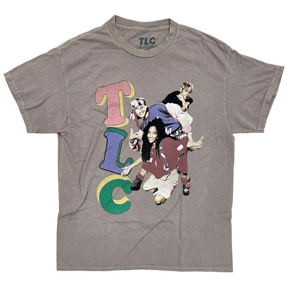 TLC R&B Music Band Men's Mineral Stone Acid Distressed Vintage Wash Tee T-Shirt (Medium, Brown Mineral Wash)