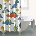 thumbnail image 4 of Colorful Dinosaur and Leaf Pattern Shower Curtain 36"x72" ,Bathroom Decorative Shower Curtains Set with 12 Hooks,Modern Waterproof Washable Shower Curtain, 4 of 6