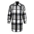 thumbnail image 4 of Mineart Men's Plaid Trench Coat Lapel Collar Mid Long Jacket Winter Outwear, 4 of 6