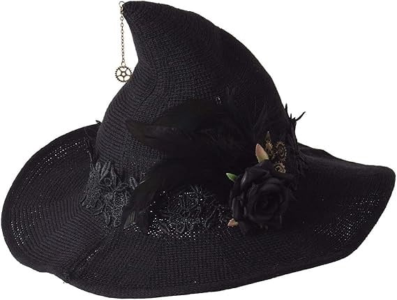 Knitted Wool Witch Hat with Wide Brim for Halloween Costume and Winter Wear