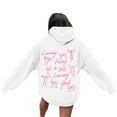 thumbnail image 4 of Fshinging Essentials Women's Hoodie Bow Letter Graphic Long Sleeve Drawstring With Pockets Trendy Clothing, 4 of 7