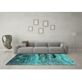 thumbnail image 3 of Ahgly Company Machine Washable Indoor Square Oriental Turquoise Blue Industrial Area Rugs, 6' Square, 3 of 4
