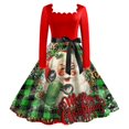 thumbnail image 1 of Robe de Thé Classique de Noël pour Femmes Manches Longues Robe de Soirée avec Ceinture, 1 of 2