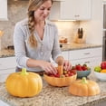 thumbnail image 7 of Halloween Snack Bowl with Lid Double Layer Pumpkin Serving Tray for Candy Chips Nuts Party Platter Handle Carrier Fall Thanksgiving Harvest Table Decor Holiday Gift, 7 of 7