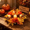 thumbnail image 5 of Fmbmuo Fall Wreath 10 Inch Maple Leaves Garland For Halloween Thanksgiving Christmas Front Door Wall Home Ornament Decoration,Yellow, 5 of 5