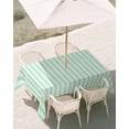 thumbnail image 3 of 60x102 Inch Outdoor Tablecloth with Umbrella Hole Zipper Rectangle Green White Stripe Rectangular Tablecloths Outside Waterproof Modern Minimalist Geometric Striped Patio Table Cover for Picnic Party, 3 of 8