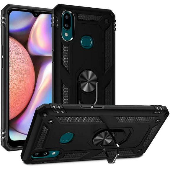 A10s Case, Samsung Galaxy A10s Case Military Grade Protective Samsung Galaxy A10s Cases Cover with Ring Car Mount Kickstand for Samsung Galaxy A10s - Black