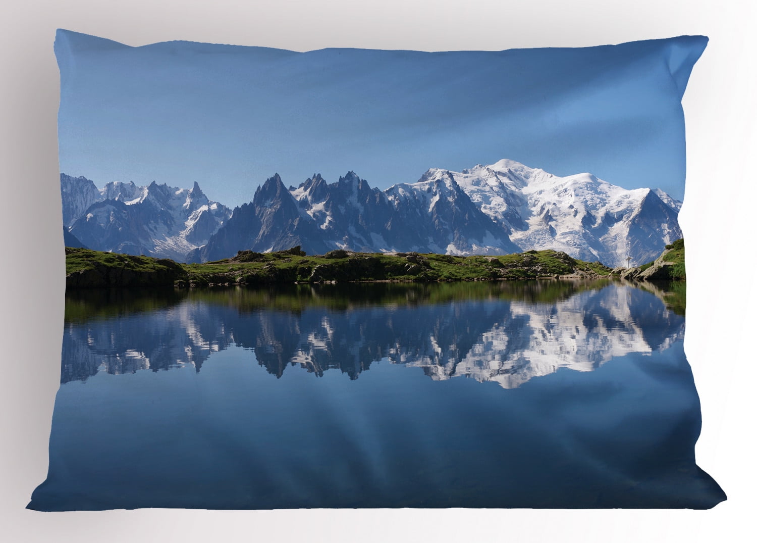 Lake Pillow Sham Mont Blanc Mountain Range Reflected In Cheserys Lake Alps France Panorama Decorative Standard Queen Size Printed Pillowcase 30 X 20 Inches Pale Blue White Green By Ambesonne Walmart Com