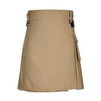 cllios Mens Scottish Skirt, Men Casual Solid Snap Fastener Have Pockets Pleated Skirt Short Skirt