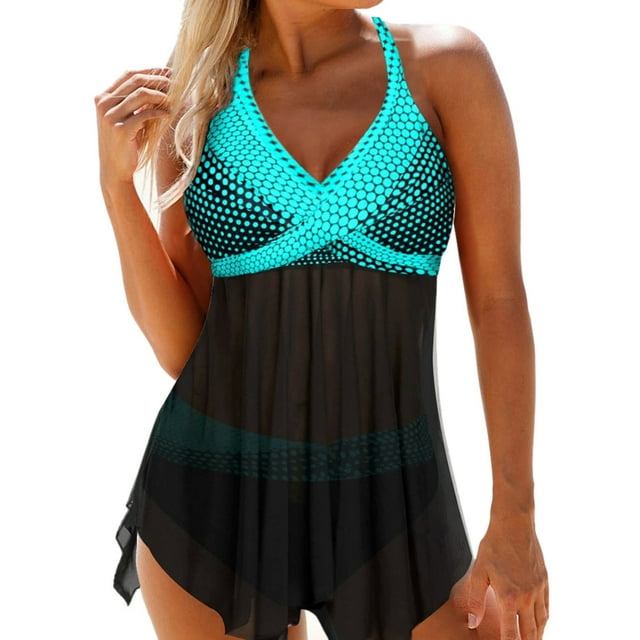 Gupgi Plus Size Swimsuits for Women 2 Piece Bathing Suits Tankini Top and Panties