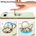 thumbnail image 3 of Compatible with Google Pixel 6a 5g Cell Phone Case Ultra Slim Thin with 360°Finger Ring Stand Metal Electroplated Soft TPU Frame Full Body Shock-Absorption Bumper Hard Back Mobile Cover-LGreen, 3 of 13