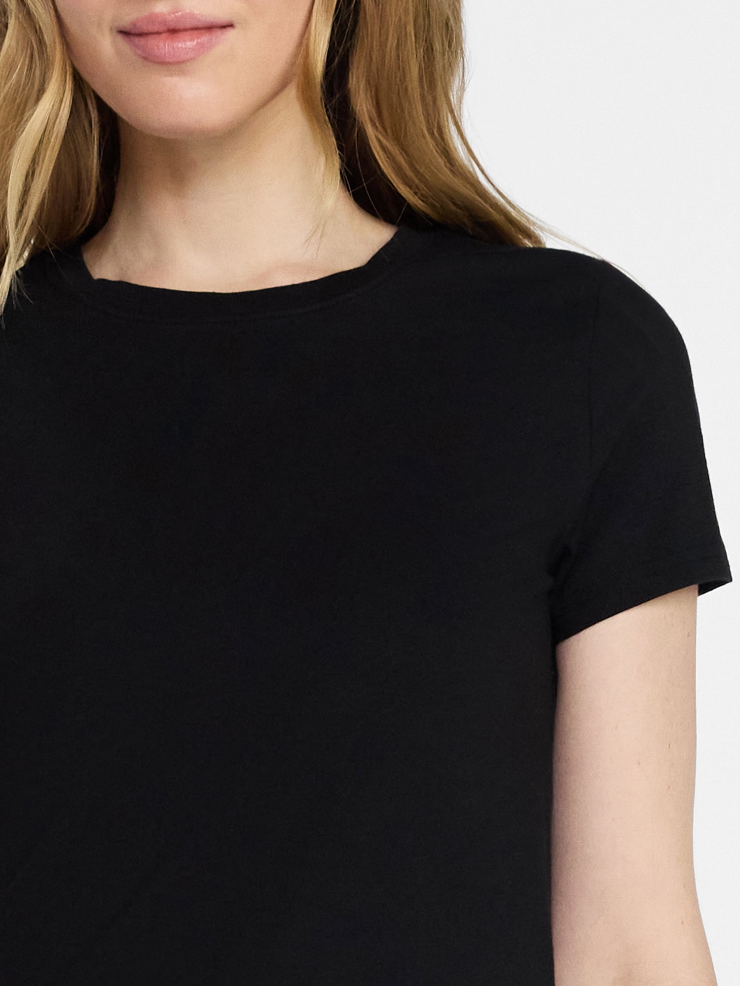 Time and Tru Women's Slim Fit Crewneck Tee with Short Sleeves, Sizes XS-XXXL