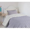 thumbnail image 4 of Ambesonne Navy Blue Quilted Bedspread Set 2 Pcs, Chevron Dashed Lines, Twin Size, Navy Blue White, 4 of 6