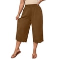 thumbnail image 2 of YanHoo Plus Size Wide Leg Capris for Women Elastic Waist Loose Workout Capri Pants Oversized Casual Everyday Cropped Trousers, 2 of 9