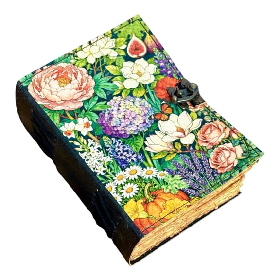 Colorful Floral Handmade Leather Journal 5x7 – 200 Deckle Edge Pages Vintage Writing Notebook