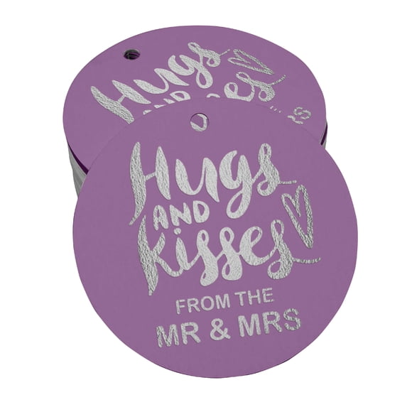 Inkdotpot Real Silver Foil Hugs & Kisses From The Wedding Tag Favor Hang Paper Tag 50 - Piece