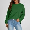 thumbnail image 2 of Bmawag Women Blouses Plus Size Long Sleeve Crew Neck Solid Color Women's Trendy Casual Loose Comfortable Blouse Tops with Pockets Green XXL, 2 of 8
