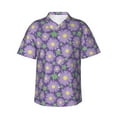 thumbnail image 4 of Wukai Daisies Flowers Men's Hawaiian Shirt Short Sleeve Casual Button Down Summer Beach Aloha Shirt Tropical Print Holiday Party, 4 of 8
