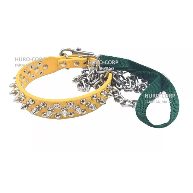 Collar Perro Con Picos De Metal Raza Mediana Con Cadena 1.2m