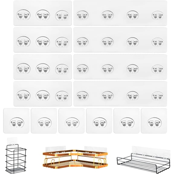 14 Pack Shower Caddy Replacement Adhesive Hooks Heavy Duty Corner Shelf Basket Soap Holder Rack