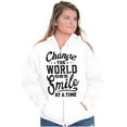 thumbnail image 3 of Change the World One Smile at a Time Womens Plus Size Graphic Zipper Hoodie Brisco Brands 2X, 3 of 5