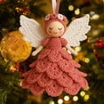 thumbnail image 4 of Christmas Crochet Angel Ornament Craft Kit - Cute Soft Knitted Yarn Pendant, Complete DIY Decor Set for Christmas Tree, Handmade Accessories for Personalized & Wall Decor, Red, 5.91in, 4 of 8