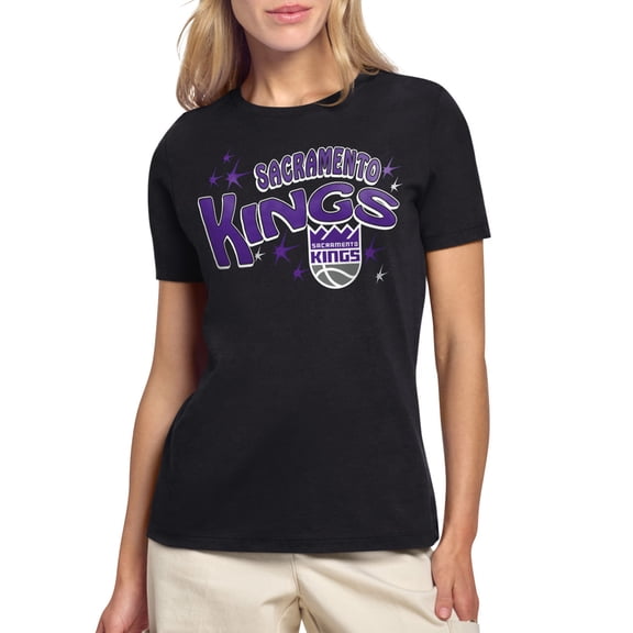Women's Starter Black Sacramento Kings Fireworks T-Shirt
