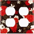 thumbnail image 3 of Metal Light Switch Plate Cover Japanese Flower Pattern Red Wallpaper FLW043, 3 of 13
