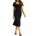 thumbnail image 4 of INSPIRE CHIC Vestidos Elegantes de Negocios para Mujeres con Escote Corazón, Manga Corta Abullonada, Vestido Midi Sirena XS Negro, 4 of 6