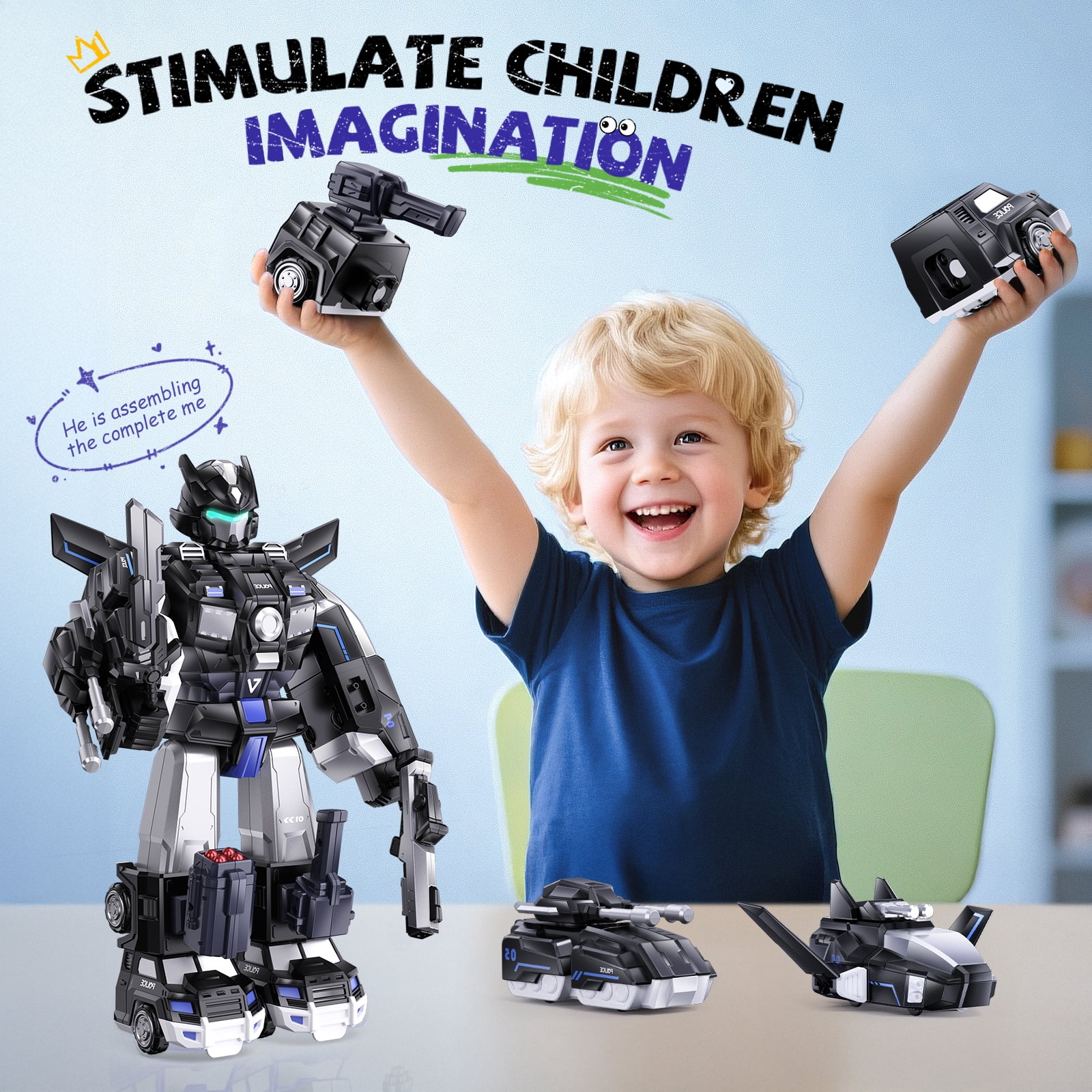 Gelomee Transforming Toys for 4-7 Year Old Boys, Magnetic Robots Toys for Kids, Easy to Assembly, Ideals Birthday Gift Aged 3-8 Years Old