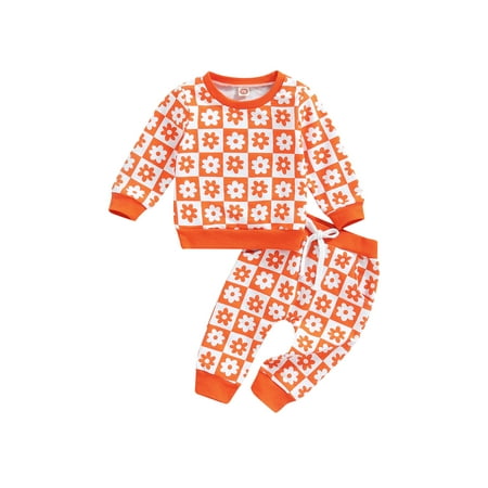 

aturustex Toddler Baby Boys Girls Clothes Long Sleeve Crewneck Pullover Sweatshirt Tops+ Long Pants 2Pcs Fall Outfits Set