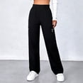 thumbnail image 2 of Miluxas Spring Wide Leg Cargo Pants for Women Loose Fit Elastic High Waisted Parachute Pants with Pockets Outdoor Sports Slacks Black, 2 of 8