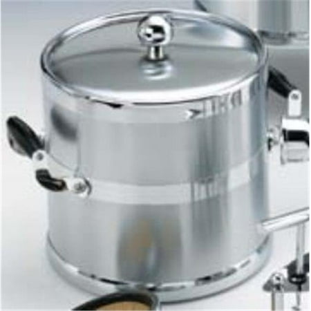 Heritage Chrome 2 Handle - Brushed Chrome 3 Quart. Metal Ice Bucket with Wood Side Handles