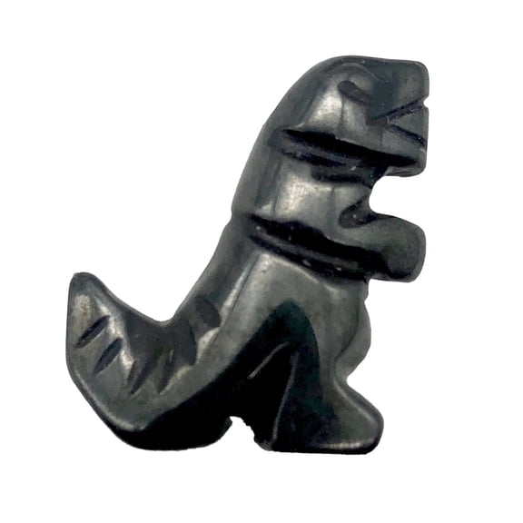 Hand Carved Hematite Tyrannosaurus Rex Figurine | 21x18x8mm | Sil ver | 1 Figurine