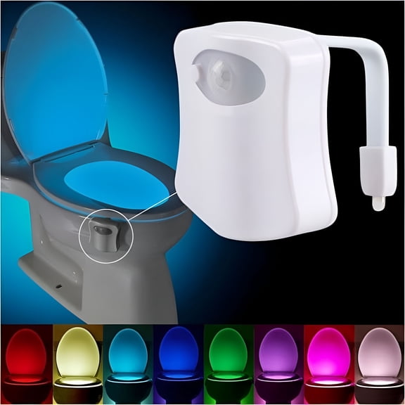 HIBIBUD 1-Pack of Toilet Night Light Water Resistant LED Light 8 Color LED Light Motion Activated Motion Sensor toilet light motion sensor