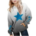 thumbnail image 2 of Bnwani Hoodies for Girls Crew Neck Long Sleeve Pockets Sweatshirt Gradient Stars Graphic Printed Tops Pullover, 2 of 7